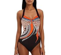 Femme Elégant Maillot de Bain Vintage 1 Pièce Taille Haute Amincissant Imprimé Dos Nu Bra Push Up Rembourré Monokini Ventre Plat Straps African
