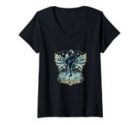 Femme Élégant Patineur sur Glace Professionnel T-Shirt avec Col en V