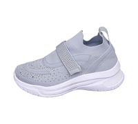 Femme élégantes à Strass Escarpins Respirantes en Mesh pour Running Sport Confortable décontracté avec Semelle antidérapante Design Moderne parfaites Sorties Quotidiennes (Grey, 37)