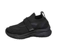 Femme élégantes à Strass Escarpins Respirantes en Mesh pour Running Sport Confortable décontracté avec Semelle antidérapante Design Moderne parfaites Sorties Quotidiennes (Black, 38)