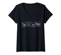 Femme Elements Chemistry Musique rave Hard Techno Raver Dark Techno T-Shirt avec Col en V