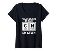 Femme Éléments primaires du Chaos - Funny 67 Italian Brainrot T-Shirt avec Col en V