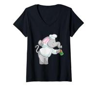 Femme Éléphant Cuisinier Salière Cuisiner T-Shirt avec Col en V