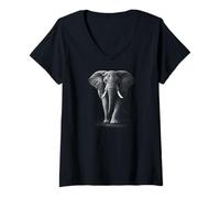 Femme Éléphant, Faune et Amoureux des Animaux T-Shirt avec Col en V