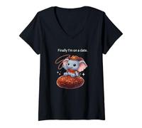 Femme Elephant Finally I'm on a Date Funny Kawaii Anime Cute T-Shirt avec Col en V