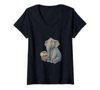 Femme Éléphant Jour De Lessive T-Shirt avec Col en V