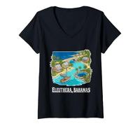 Femme Eleuthera Île des Bahamas T-Shirt avec Col en V