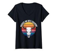 Femme Élevé sur la conception des paroles country des années 80 T-Shirt avec Col en V