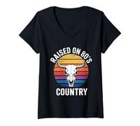 Femme Élevé sur les paroles des années 80 T-Shirt avec Col en V