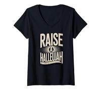 Femme Élever Un Alléluia T-Shirt avec Col en V