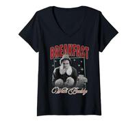 Femme Elf Breakfast Noël T-Shirt avec Col en V