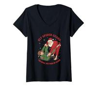 Femme Elf Spider Guard Rouleau de Noël Jiu Jitsu brésilien T-Shirt avec Col en V
