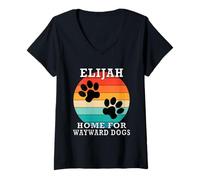 Femme Elijah Home for Wayward Dogs Nom de Famille T-Shirt avec Col en V