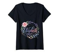 Femme Élisabeth Flower T-Shirt avec Col en V
