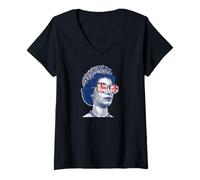 Femme Elizabeth Drapeau britannique Angleterre Reine d'Angleterre Elizabeth T-Shirt avec Col en V