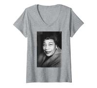 Femme Ella Fitzgerald Photographie d'archive Reine du Jazz Duffy T-Shirt avec Col en V