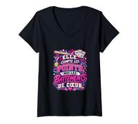 Femme Elle Compte Les Points Moi Les Battements De Cœur T-Shirt avec Col en V