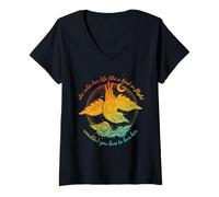 Femme Elle Dirige sa Vie comme Un Oiseau en vol, n'aimerais-tu Pas T-Shirt avec Col en V