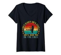 Femme Elle est belle, elle est Grace, elle va te donner un coup de pied dans la figure T-Shirt avec Col en V