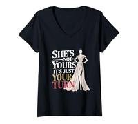 Femme Elle n'est Pas À Toi, C'est Juste Ton Tour, Drôle De Fête T-Shirt avec Col en V