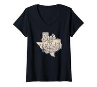 Femme Elle Vient du Texas, I Can Tell Retro T-Shirt avec Col en V