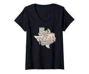 Femme Elle Vient du Texas, I Can Tell Retro T-Shirt avec Col en V