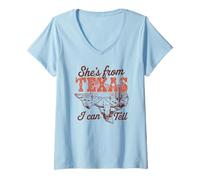 Femme Elle Vient du Texas Que Je Peux dire T-Shirt avec Col en V