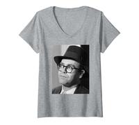 Femme Elton John à l'ère des Vestes en Cuir de 1987 T-Shirt avec Col en V