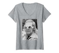 Femme Elton John Goodbye Lunettes en Forme de Brique Jaune T-Shirt avec Col en V