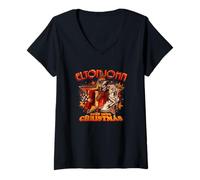 Femme Elton John Step Into Bottes de Noël officielles T-Shirt avec Col en V