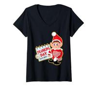 Femme Elves Behavin' Badly Pranking Calendrier de Noël T-Shirt avec Col en V