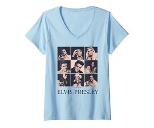 Femme Elvis Presley, Le Roi du Rock 'n' Roll de Memphis Flash T-Shirt avec Col en V