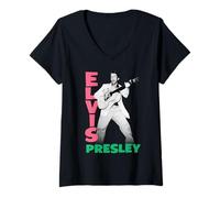 Femme Elvis Presley Official 1956 T-Shirt avec Col en V