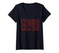 Femme Elvis Presley Official 68 Comeback Sign T-Shirt avec Col en V