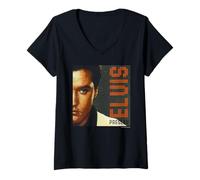 Femme Elvisly Yours Elvis Presley Dots Text Viva Las Vegas T-Shirt avec Col en V