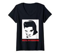 Femme Elvisly Yours Elvis Presley : Le Diable déguisé T-Shirt avec Col en V