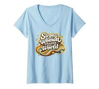 Femme Émancipation féministe des Femmes Fortes changent Le Monde | Rétro T-Shirt avec Col en V