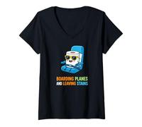 Femme Embarrassement d'avions Laissant des Taches drôle et embarrassant aéroport T-Shirt avec Col en V