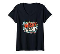 Femme Emblème amusant Wishy Washy Speech T-Shirt avec Col en V