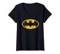 Femme Emblème Batman Vintage Shield Logo pour Les Fans de DC T-Shirt avec Col en V