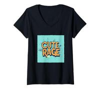 Femme Emblème de Rage Cool pour Un Look Mignon et Doux T-Shirt avec Col en V