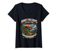 Femme Emblème de Terre de feu et de Glace du Parc National des volcans d'Hawaï T-Shirt avec Col en V