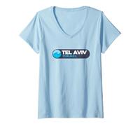 Femme Emblème du Logo de Tel Aviv - Tel Aviv Israël T-Shirt avec Col en V