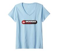 Femme Emblème Logo Anchorage Alaska T-Shirt avec Col en V