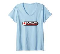 Femme Emblème Logo Moose Jaw - Moose Jaw Saskatchewan Canada T-Shirt avec Col en V