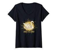 Femme Embrace The Journey Kintsugi Origami Swan Japonais réparé T-Shirt avec Col en V