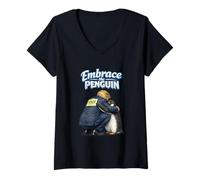 Femme Embrace The Penguin T-Shirt avec Col en V
