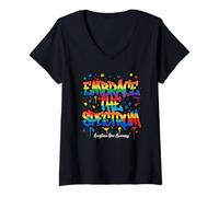 Femme Embrace The Spectrum Autism Acceptation Art T-Shirt avec Col en V