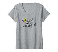 Femme Embrasse-Moi C'est Mardi Gras T-Shirt avec Col en V