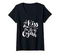 Femme Embrasse-Moi, Je suis Cajun Costume fête drôle de Mardi T-Shirt avec Col en V